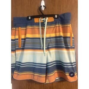 United By Blue Impact Series Board Short Men's Size 34 Stripe Orange Blue Teal